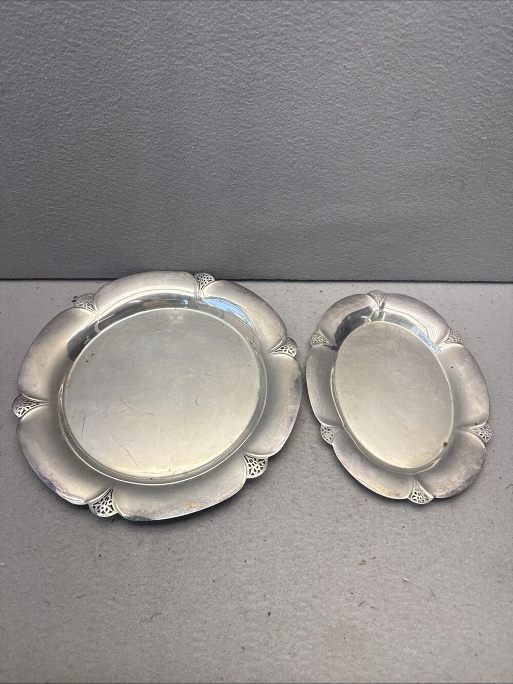 Vintage Wm Rogers Silverplate Serving Set Round Platter 421 Oval Bread Tray 419